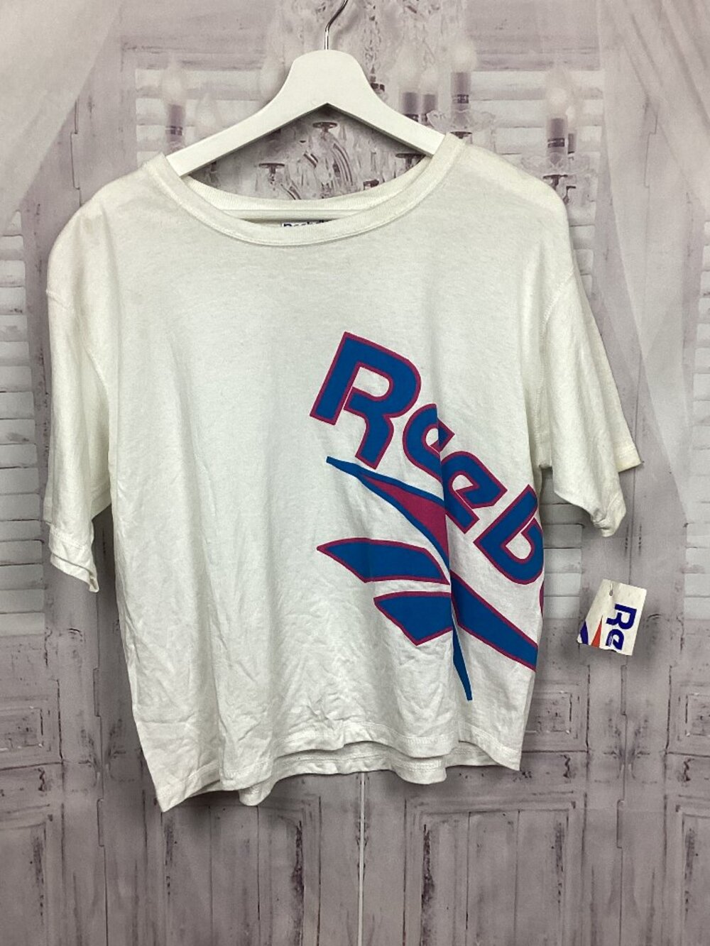 Vintage 90s Reebok Cropped Deadstock White T-shirt L NWT